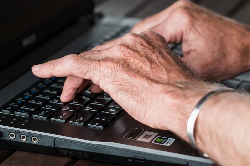 elderly computer user